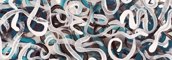 Çok renkli çizgileri olan bir çizim. Dalgalı bukleli çok katmanlı süs.