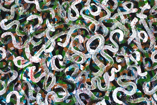 Yeşil ve beyaz karalamalar. Kamuflaj arka planı. Dalgalı renk çizgileri