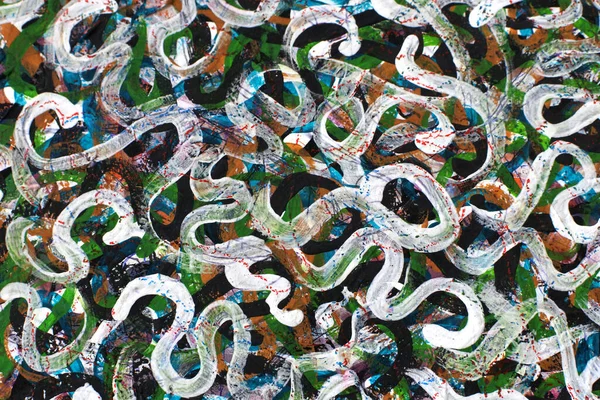 Yeşil ve beyaz karalamalar. Kamuflaj arka planı. Dalgalı renk çizgileri