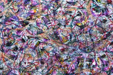 Kaotik desenli çok katmanlı, renkli bir arka plan. Çarpık renkli çizgiler.. 