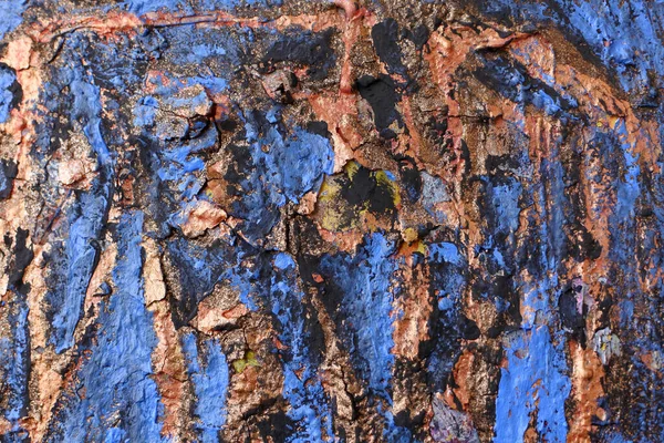 Modré Skvrny Zlaté Reliéfy Abstraktní Pozadí Loupaná Barva — Stock fotografie