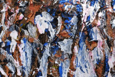 Soyut dışavurumculuk tarzında bir çizim. Kalın boya katmanlarının tuhaf karışımları..