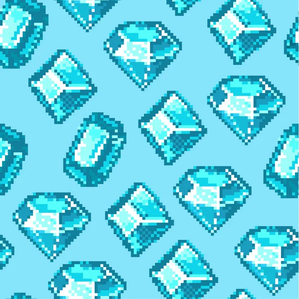 Pixel Diamond Seamless Pattern — Stock Vector
