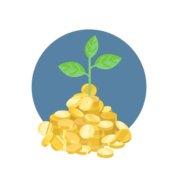 コインから植物の成長 — ストックベクタ