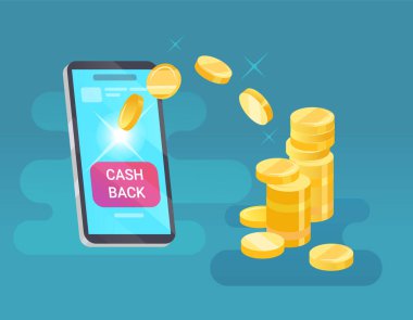 Mavi düğmeli cep telefonundan vektör para transferi