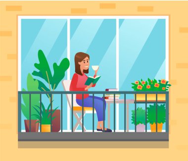 Kafe binası masa, sandalye ve yazı ile ahşap çerçeveyle kapatıldı. Vektör illüstrasyonu.