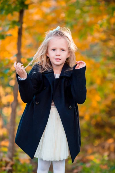 Portrait of adorable little girl outdoors at beautiful autumn day — Stock Photo, Image