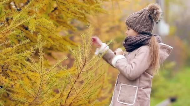 Adorable niña al aire libre disfrutar de clima de primavera — Vídeos de Stock