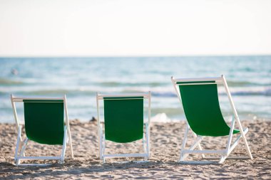 Forte dei Marmi, İtalya için Avrupa plajda şezlonglar