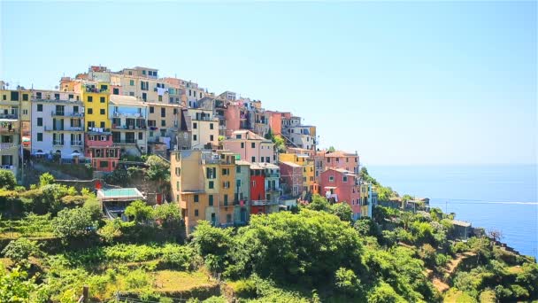 Piękny niesamowite miejscowości Corniglia w rezerwacie Cinque Terre. Regionu Liguria, Włochy. — Wideo stockowe