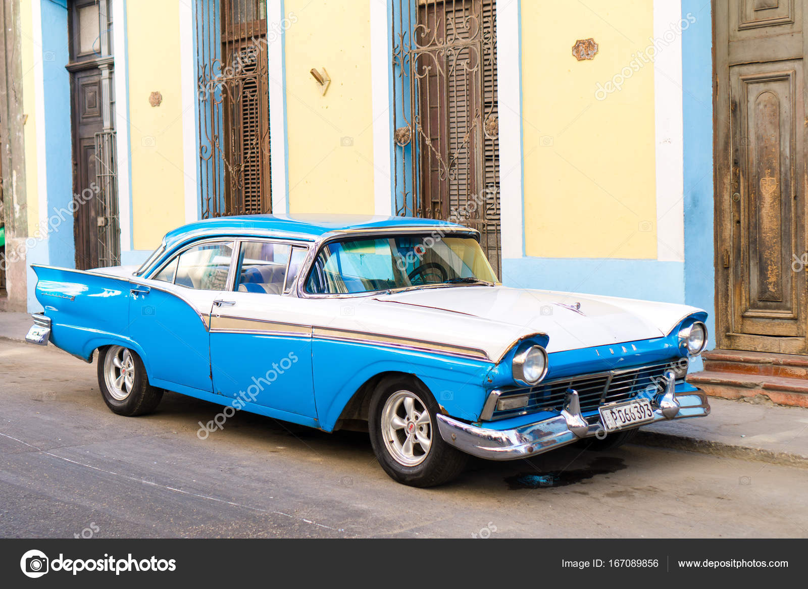 HAVANA, CUBA APRIL 15, 2017 Closeup of classic vintage car in Old