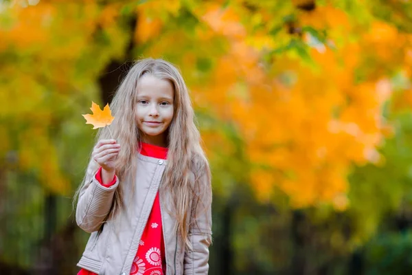 Portret uroczej dziewczynki na świeżym powietrzu w piękny jesienny dzień — Zdjęcie stockowe