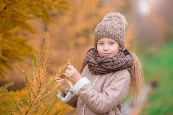 Portrét rozkošné holčičky venku na krásném podzimním dni — Stock fotografie