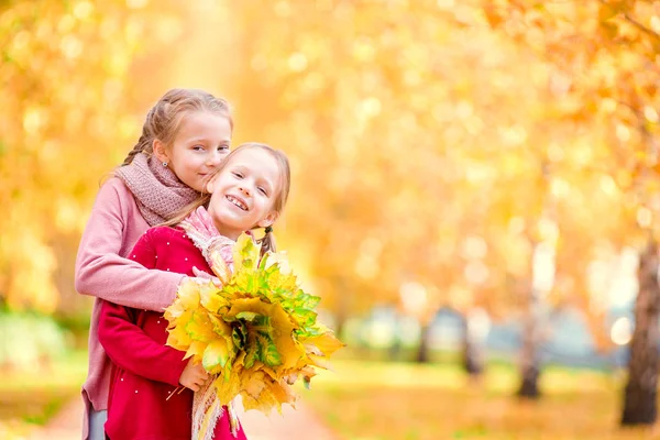 在一个温暖的秋日, 户外快乐的小女孩。秋天的孩子 — 图库照片