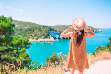 Tatil seyahat arka plan güzel manzara Kız