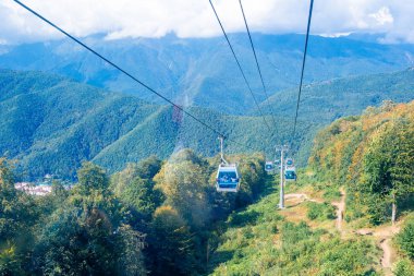 Teleferik üst Roza tepe üzerinde. Sochi, Krasnodar Krayı, Rusya Federasyonu