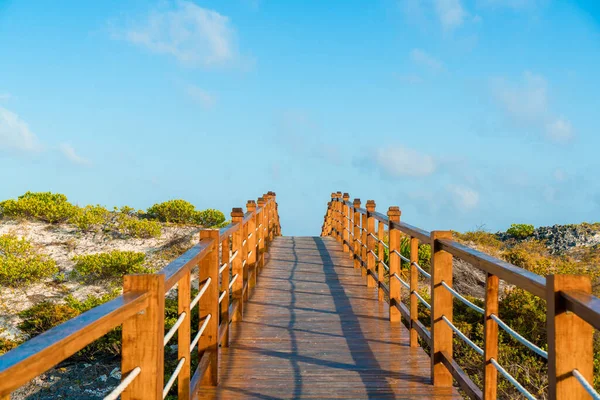 Wooded bridge and turquoise sea on tropical island — Stock Photo, Image