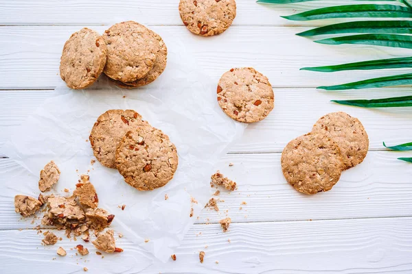 Biscoitos vegan saudáveis caseiros sobremesa com aveia — Fotografia de Stock