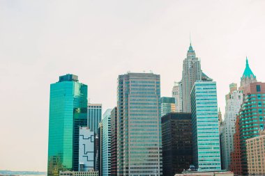 Günbatımında Brooklyn Köprüsü 'nden New York' un güzel manzarası