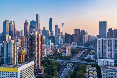 Guangzhou, Guangdong Eyaleti, Çin 'deki kentsel binaların gündüz görüntüsü
