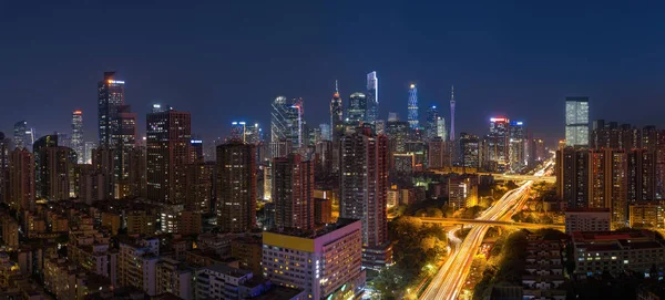 Ночной Вид Городскую Архитектуру Гуанчжоу Провинция Гуандун Китай — стоковое фото