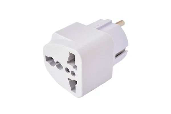 Usa, Eu, Uk, Aus için evrensel seyahat duvarı Ac Power Plug Adaptörü, beyaz arkaplanda izole.