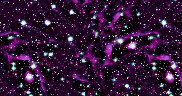 the background of abstract galaxies with stars and planets with abstract motifs in purple and space stars of the night light universe