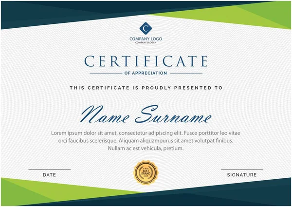 Plantilla Certificado Eps Reconocimiento Certificado Creativo — Vector de stock