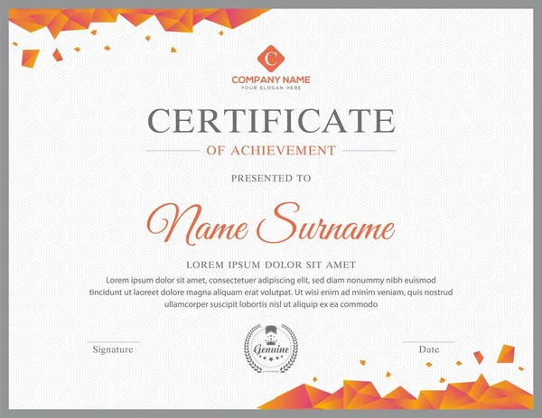 Modèle Certificat Honneur Professionnel Polyvalent Créatif Pour Toutes Les Entreprises — Image vectorielle