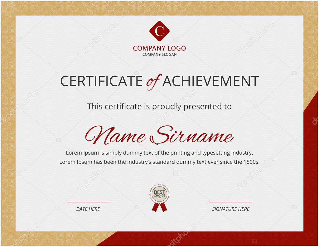 Stock vector certificate of achievement frame design template