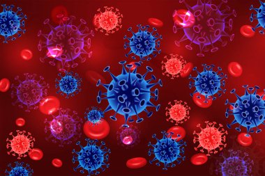 Kovid-19 ilk kez Ocak 2020 'de Çin' in Wuhan kasabasında keşfedilmiştir. Corona virüsünün yakın çekim virüsü.