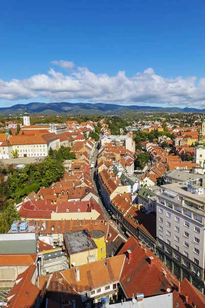 Flygfoto Över Zagreb Övre Staden Den Gamla Historiska Stadskärnan — Stockfoto
