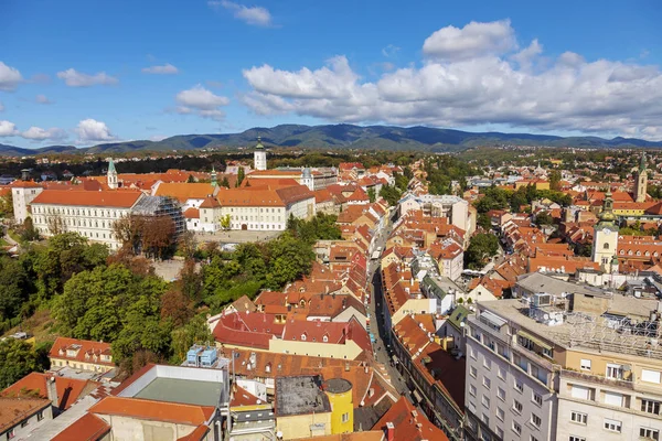 Zagreb Eski Tarihi Kent Merkezi Yukarı Kenti Nin Havadan Görünüşü — Stok fotoğraf