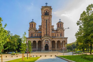 St. Mark Kilisesi. Kutsal Havari ve Evangelist Mark 'a adanmış Sırp Ortodoks Kilisesi. Tasmajdan Park, Belgrad, Sırbistan.