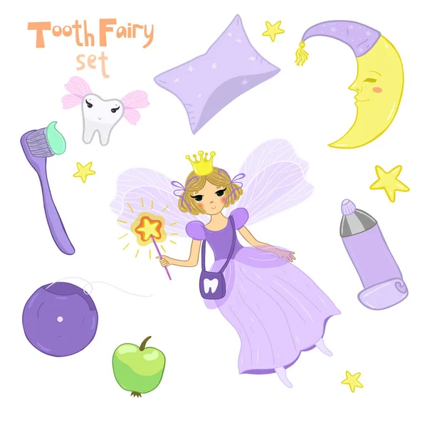 Tooth Fairy Set. Isolated items. Vector graphics. — Wektor stockowy