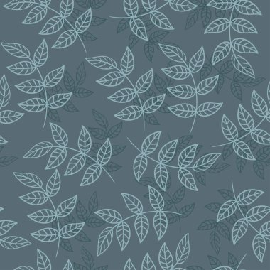 Kusursuz bir desen ve minimalist bir şekilde yapraklar. Vektör grafikleri.