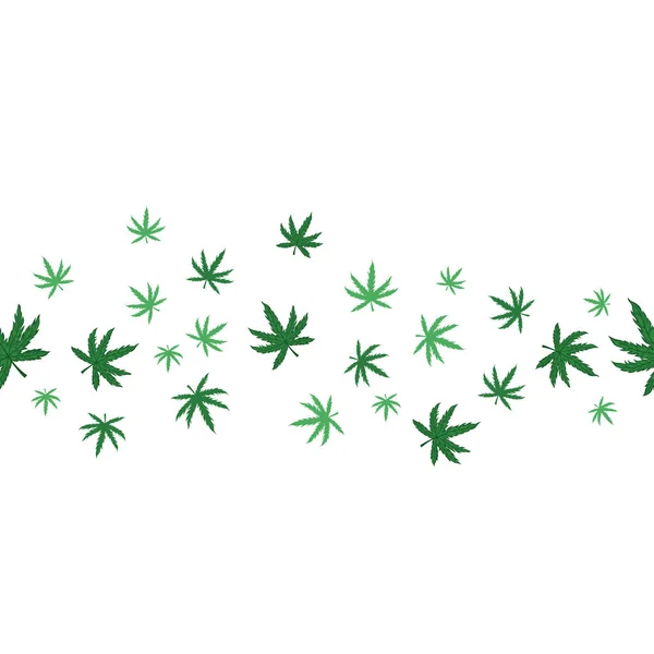 Patrón sin costuras de marihuana sobre un fondo blanco. Gráficos vectoriales . — Archivo Imágenes Vectoriales