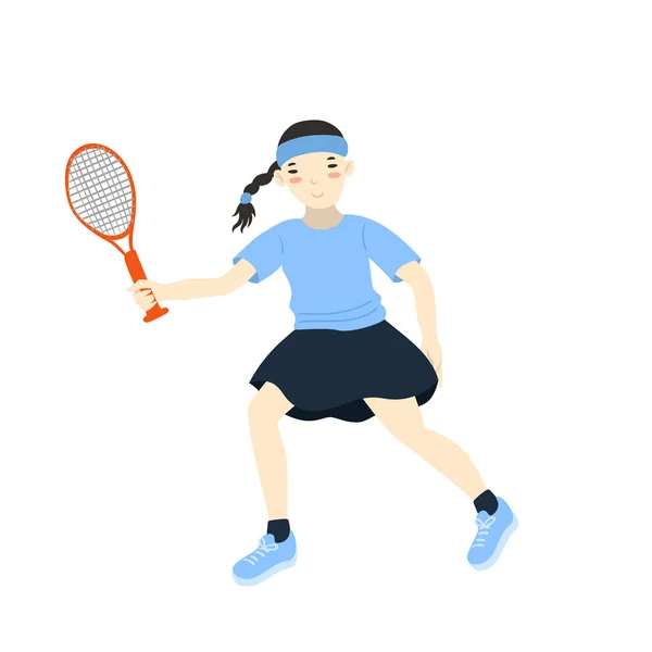 Jugadora de tenis aislada sobre un fondo blanco. Gráficos vectoriales . — Archivo Imágenes Vectoriales