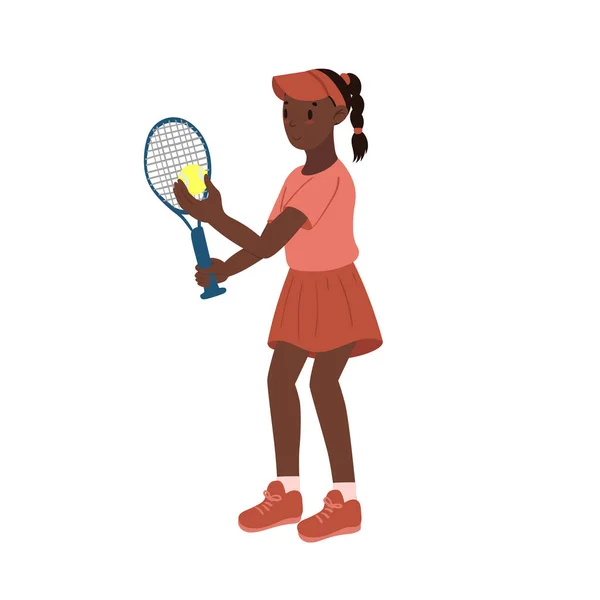 Jugadora de tenis aislada sobre un fondo blanco. Gráficos vectoriales . — Archivo Imágenes Vectoriales