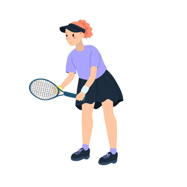 Jugadora de tenis aislada sobre un fondo blanco. Gráficos vectoriales . — Vector de stock