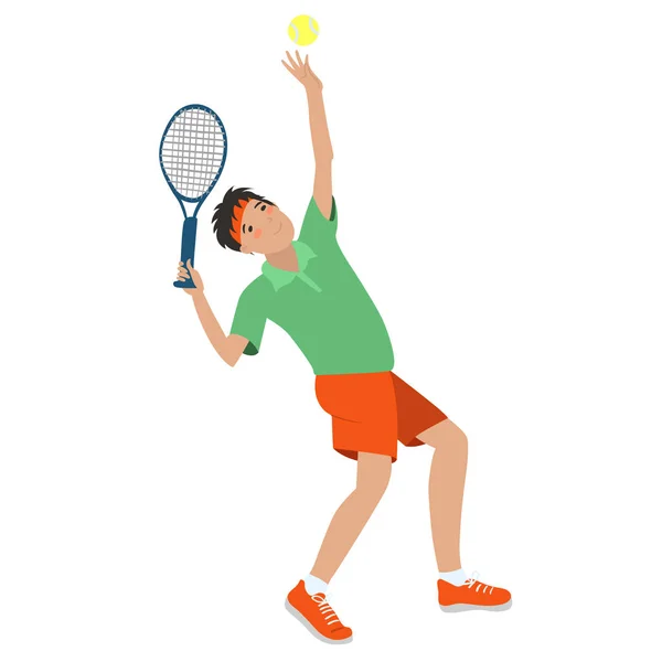 Tenista masculino Aislado sobre un fondo blanco. Gráficos vectoriales . — Archivo Imágenes Vectoriales