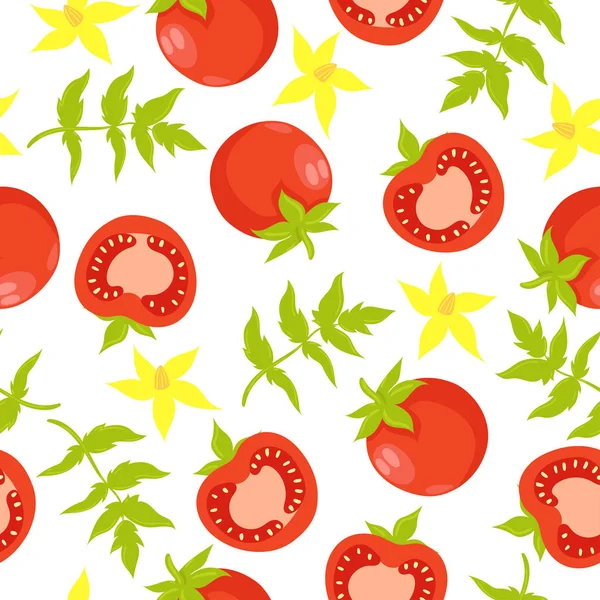 Padrão de tomate sem costura. Impressão vegetal. Gráficos vetoriais . — Vetor de Stock
