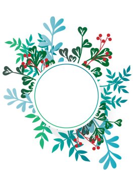 Beyaz arka planda yapraklar ve böğürtlenler. Kopyalama. Vektör grafikleri.