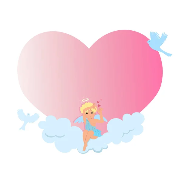 Kopieren Sie den Raum des Valentinstages in Form eines Herzens mit einem Amor. Vektorgrafik. — Stockvektor
