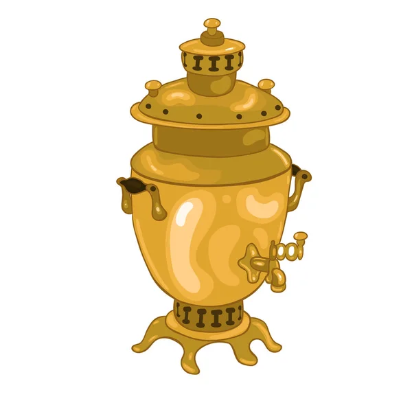 Samovar ruso aislado sobre un fondo blanco. Gráficos vectoriales . — Archivo Imágenes Vectoriales