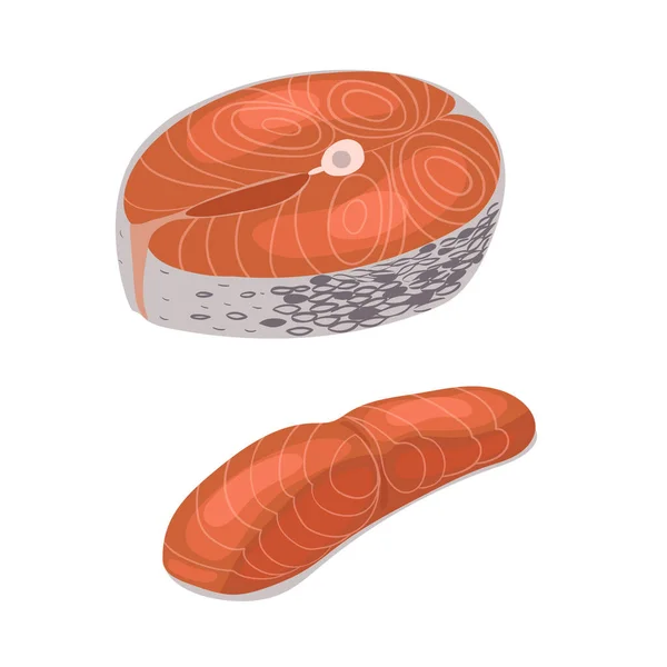 Czerwony stek rybny Izolowany na białym tle. Grafika wektorowa. — Wektor stockowy