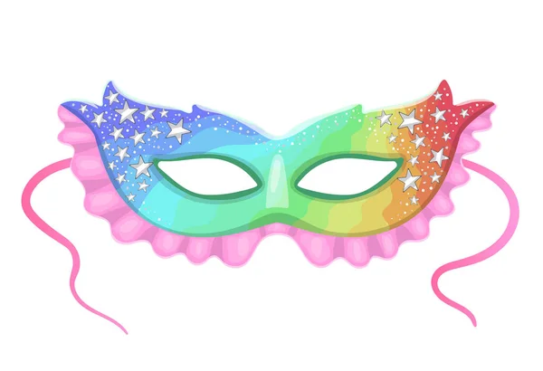 Máscara Carnaval Multicolorida Com Estrelas Isoladas Fundo Branco Imagem Vetorial — Vetor de Stock