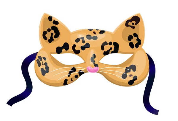 Máscara Gato Carnaval Aislada Sobre Fondo Blanco Imagen Vectorial — Vector de stock