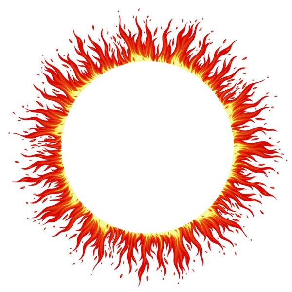 Ronde Vlam Frame Isoleren Een Witte Achtergrond Vectorafbeelding — Stockvector