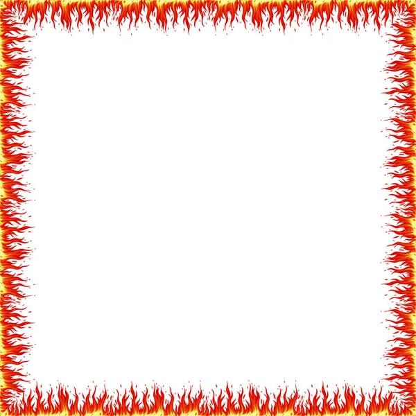 炎で作られた正方形のフレームは白い背景に隔離されています ベクトル画像 — ストックベクタ